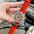 Crystal Snowflake Transparent Spinning Dial Entry Luxury Ladies Watch Apparel & Accessories Claire & Clara Red 