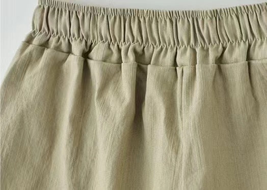 Curled Selvedge Solid Color Casual Hotpants Bottoms Claire & Clara 