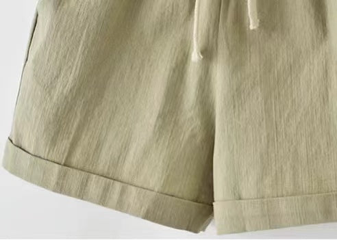 Curled Selvedge Solid Color Casual Hotpants Bottoms Claire & Clara 