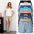 Curled Selvedge Solid Color Casual Hotpants Bottoms Claire & Clara 