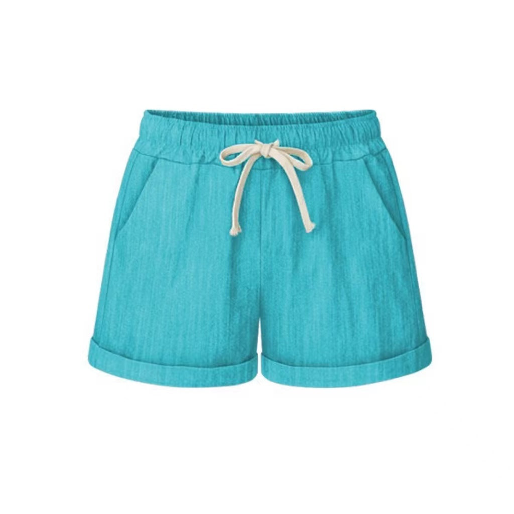 Curled Selvedge Solid Color Casual Hotpants Bottoms Claire & Clara Mint US 4 