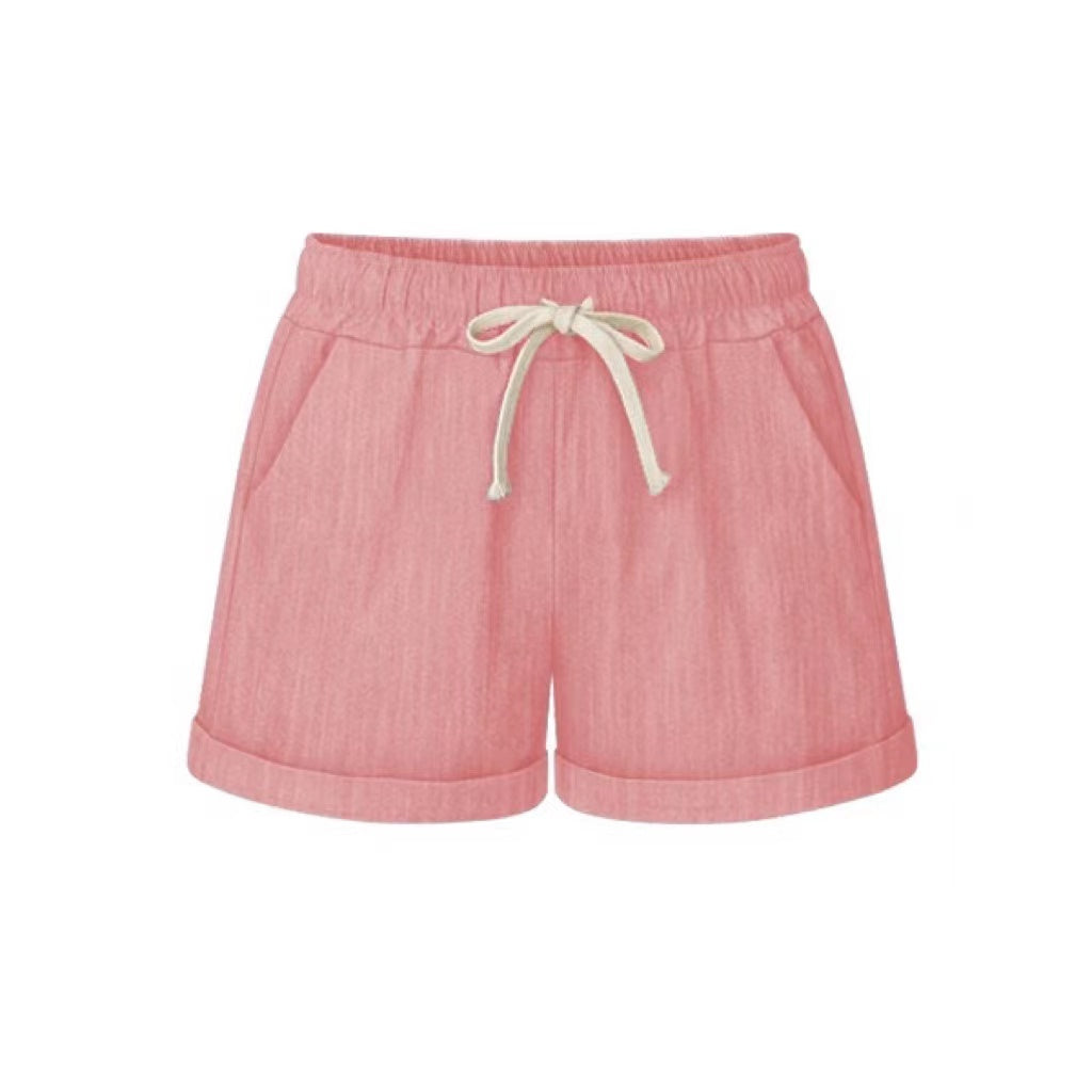 Curled Selvedge Solid Color Casual Hotpants Bottoms Claire & Clara Pink US 4 