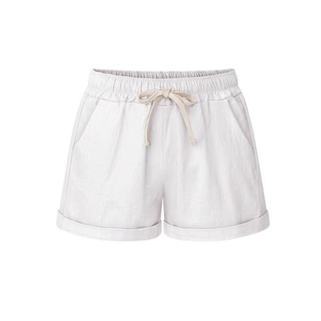 Curled Selvedge Solid Color Casual Hotpants Bottoms Claire & Clara White US 4 