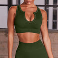 Debra Knitted Seamless Yoga Sprots 2-Piece Set Activewear > workout clothes > workout clothes for women > plus size activewear > plus size workout clothes > women's activewear > gym clothes for women > women's athletic wear > women sportswear > crisscross bras Claire & Clara Green S 