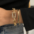 Diamond U-shaped Buckle Metal Flat Snake Chain Bracelet Set Bracelet Claire & Clara 