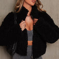 Edith Winter Plush Cropped Jacket Outerwear Claire & Clara Black S 