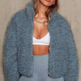 Edith Winter Plush Cropped Jacket Outerwear Claire & Clara Blue S 
