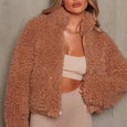 Edith Winter Plush Cropped Jacket Outerwear Claire & Clara Brown S 