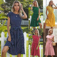 Elsie Polka Dots Lace-up Pleated Dress Dresses Claire & Clara 
