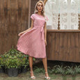 Elsie Polka Dots Lace-up Pleated Dress Dresses Claire & Clara Pink S 