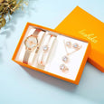 Embossed Bee Watch Diamond Jewelry Gift Set [Set of 5] Bracelet Claire & Clara White 