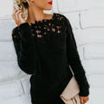 Embroidery Panelled Lace Long Sleeve Plush Top Top Claire & Clara 