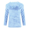 Embroidery Panelled Lace Long Sleeve Plush Top Top Claire & Clara Blue S 