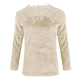 Embroidery Panelled Lace Long Sleeve Plush Top Top Claire & Clara Khaki S 