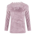 Embroidery Panelled Lace Long Sleeve Plush Top Top Claire & Clara Purple S 