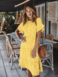 Erin Ruffle Sleeve Polka Dot Dress Dresses Claire & Clara Yellow S 