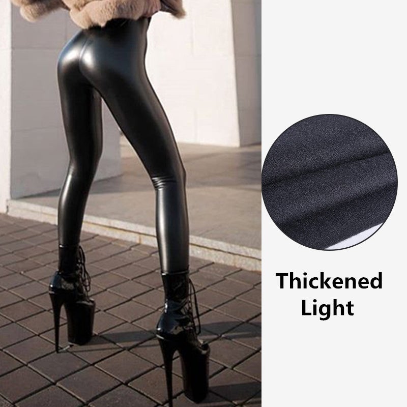 Faux Leather Thickened Hip Lifting High Waist Leggings