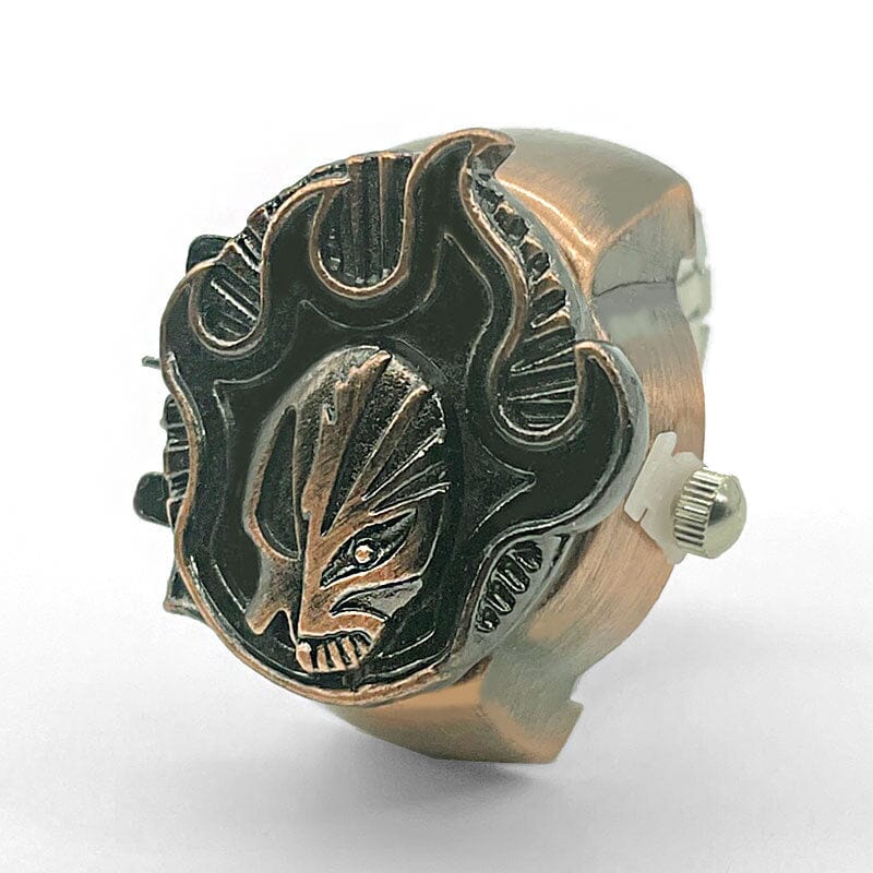 Flaming Skull Vintage Ring Watch Ring Claire & Clara Bronze 