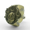 Flaming Skull Vintage Ring Watch Ring Claire & Clara Green Bronze 