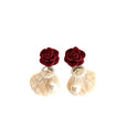 Flocked Shell Rose Earrings Earrings Claire & Clara 
