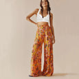Floral Lace-up Casual Wide Leg Pants Bottoms Claire & Clara Style 17 S 
