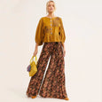 Floral Lace-up Casual Wide Leg Pants Bottoms Claire & Clara Style 21 S 