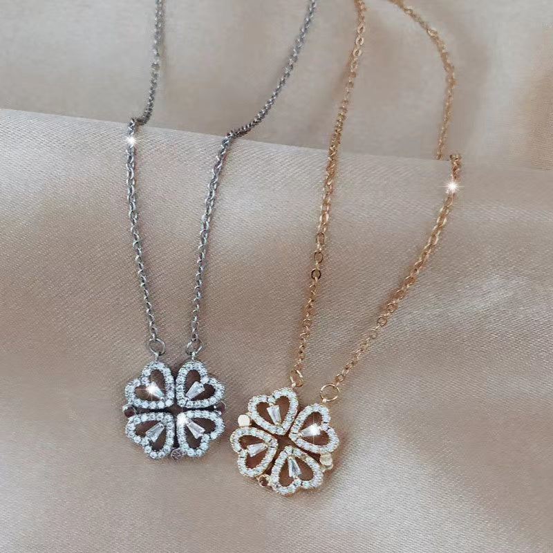 Four Leaf Heart Shape Detachable Necklace Necklace Claire & Clara 