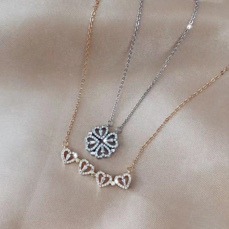 Four Leaf Heart Shape Detachable Necklace Necklace Claire & Clara 