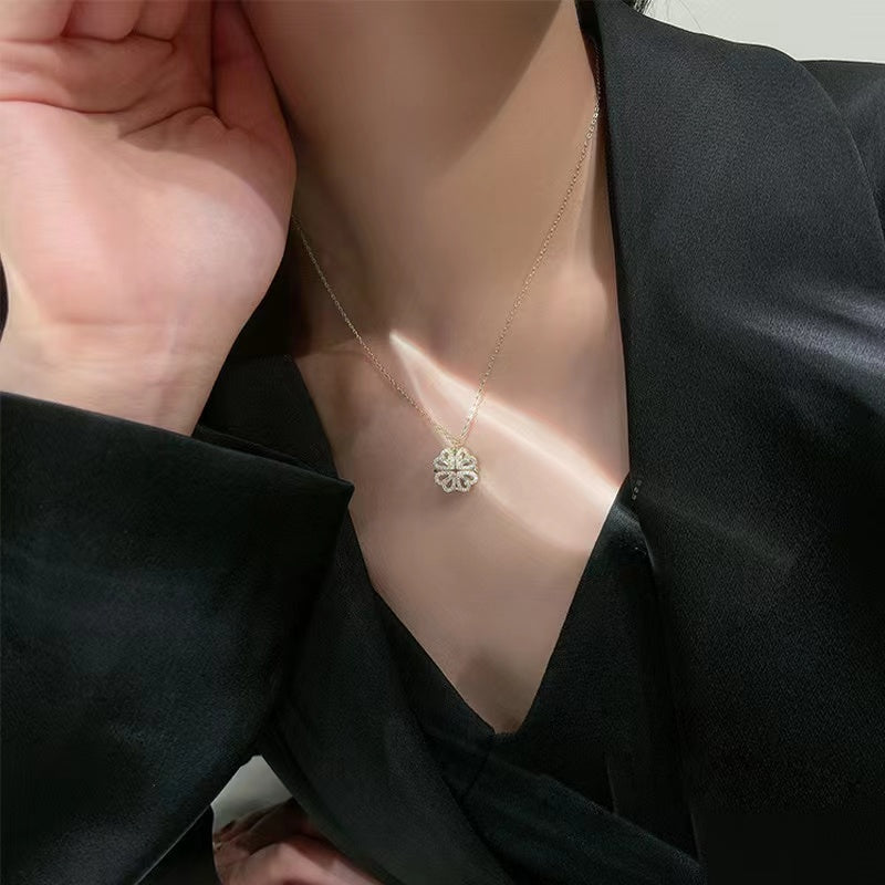Four Leaf Heart Shape Detachable Necklace Necklace Claire & Clara 