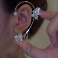 Glitter Butterfly Flower Tassel Earrings Earrings Claire & Clara Silver Left 