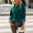 Gloria Solid Color Long Button Casual Shirt Top Claire & Clara 