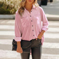 Gloria Solid Color Long Button Casual Shirt Top Claire & Clara 