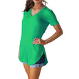 Hanna Basic Solid V-Neck Curved Hem Top Top Claire & Clara Green US 4 