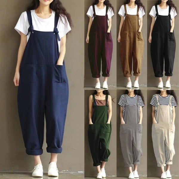 Hazel Loose Knot Tie Cotton Linen Vintage Overalls Bottoms Claire & Clara 