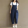 Hazel Loose Knot Tie Cotton Linen Vintage Overalls Bottoms Claire & Clara Navy US 4 