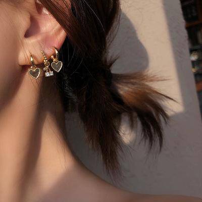 Heart & Cherry Set Earrings Earrings > hoop earrings > gold hoop earrings > gold hoops > gold earrings > gold earrings for women > hoop earrings for women > heart earrings > cherry earrings > heart hoop earrings > gold heart earrings > dangling earrings > diamond dangling earrings Claire & Clara 