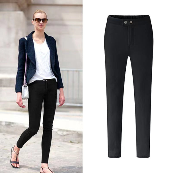Janet Stretch Skinny Solid Color Pencil Pants Bottoms Claire & Clara Black US 2 