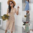 Judith Floral V-Neck Ruffle Sleeve Buttoned Dress Dresses Claire & Clara 