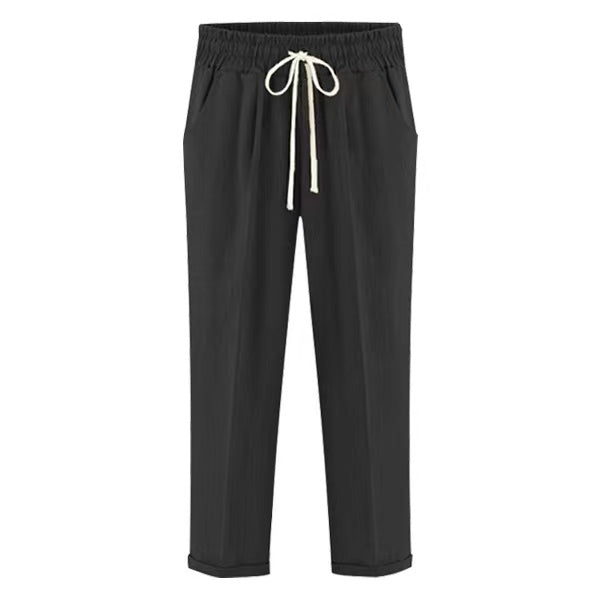 Judith Solid Color Lace Up Casual Pants Bottoms Claire & Clara Black US 4 