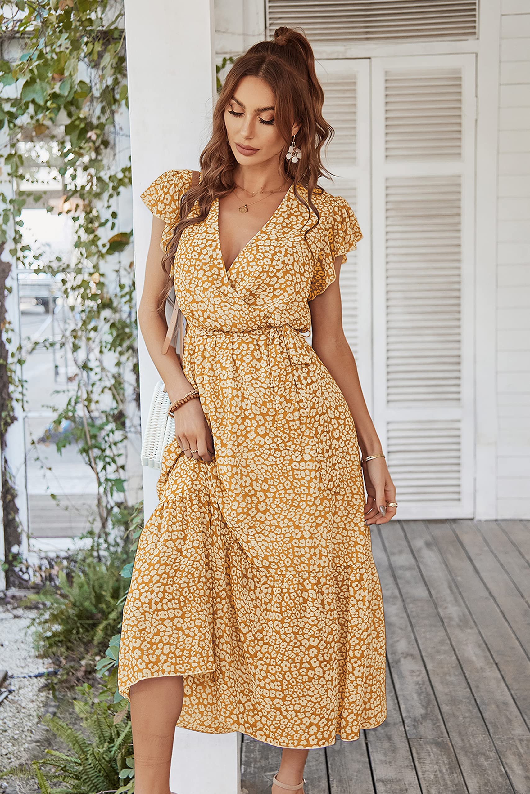 Julia Floral Summer V-Neck Wrap Dress Dresses Claire & Clara 
