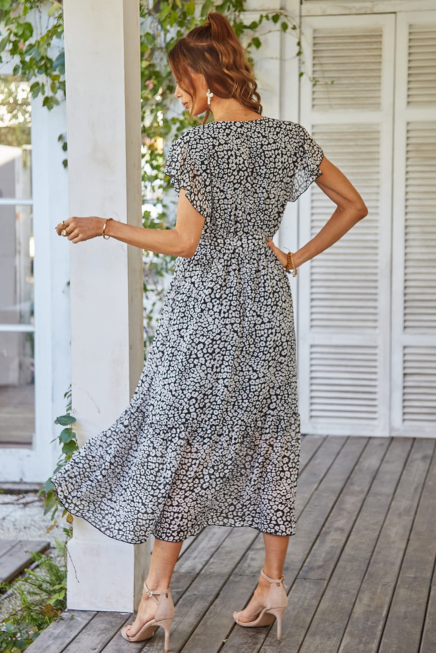 Julia Floral Summer V-Neck Wrap Dress Dresses Claire & Clara 