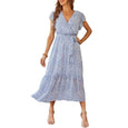 Julia Floral Summer V-Neck Wrap Dress Dresses Claire & Clara Light Blue S 