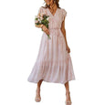 Julia Floral Summer V-Neck Wrap Dress Dresses Claire & Clara Pink S 