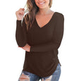 Julia V-Neck Long Sleeve Solid Color Tee Top Claire & Clara 