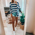 Kerry Striped Long Sleeve Oversize Top Top Claire & Clara Blue S 