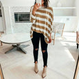 Kerry Striped Long Sleeve Oversize Top Top Claire & Clara Khaki S 