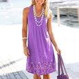 Kiki Bottom Floral Pleated Sleeveless Dress Dresses Claire & Clara Purple US 4 