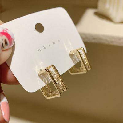 Lev Square Earrings Earrings > zirconias > cubic zirconia > hoop earrings > gold earrings > cubic zirconia earrings > square earrings > gold hoop earrings > gold hoops > gold earrings for women > hoop earrings for women Claire & Clara 