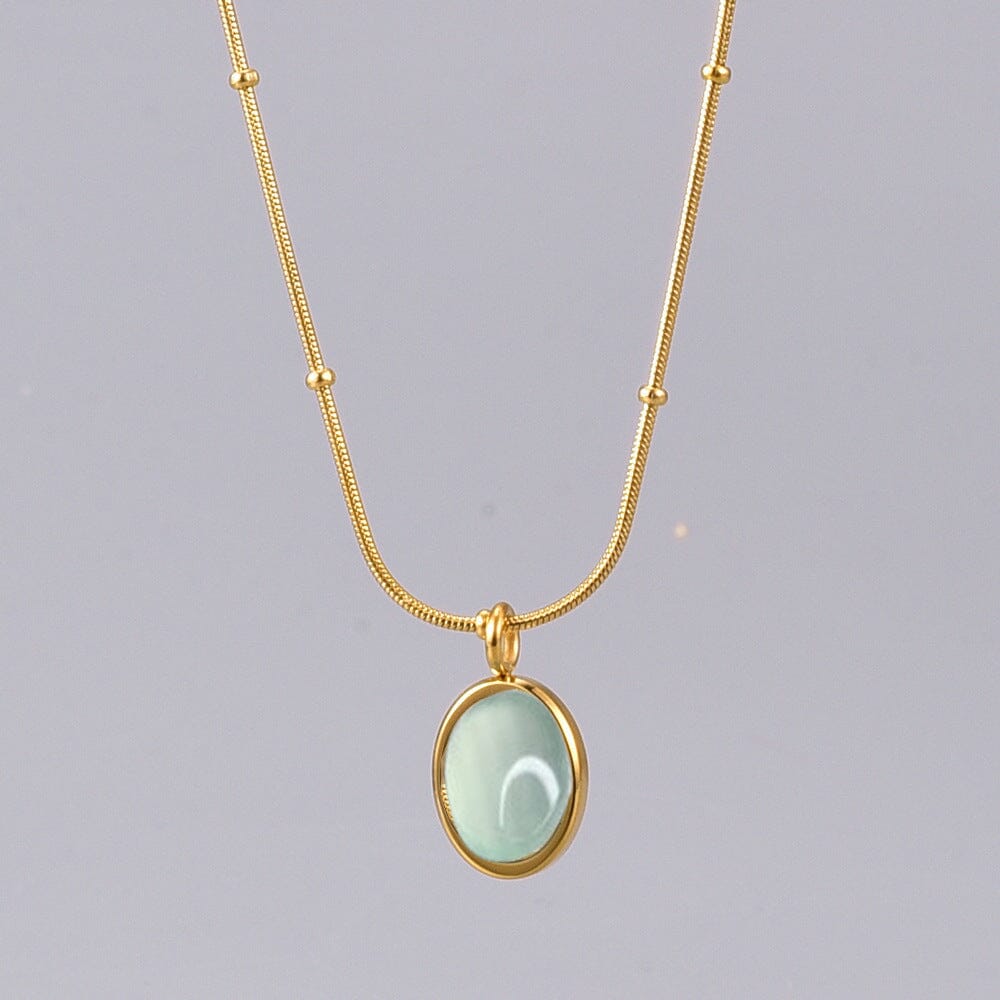 Light Luxury Oval Clavicle Chain Necklace Claire & Clara Green 