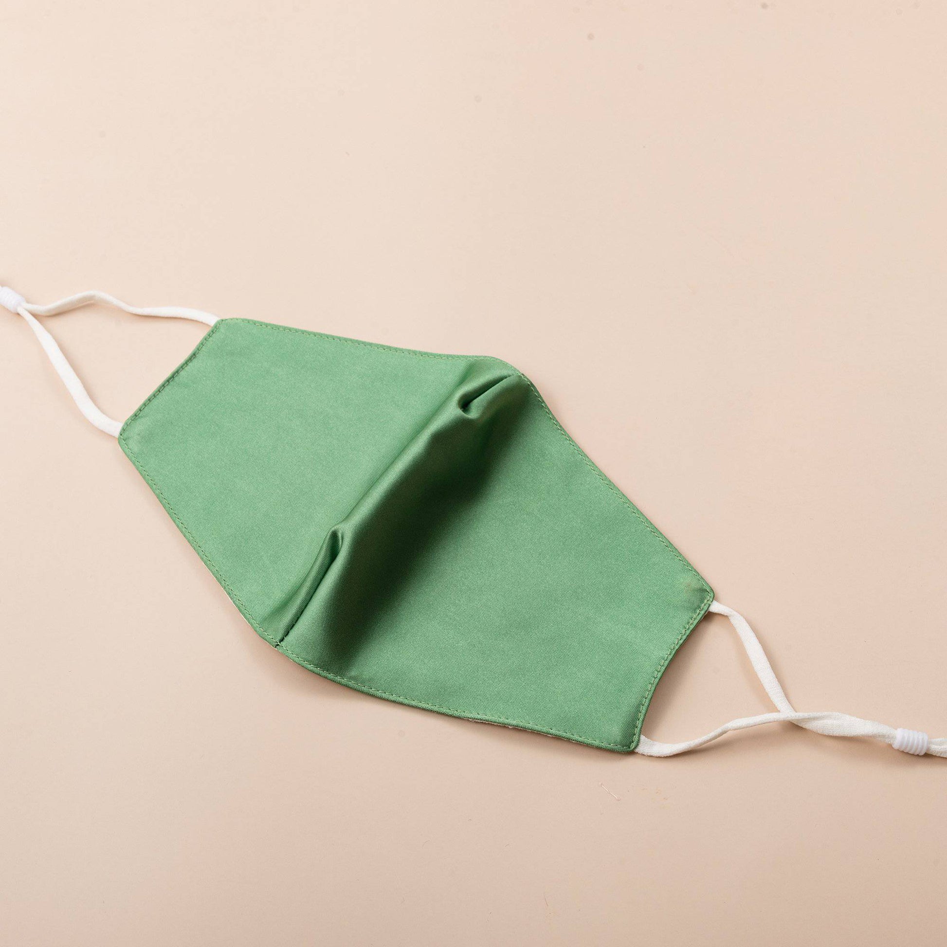 Lily Satin Face Mask Face Covering > facemask > satin facemask > washable facemask > cloth facemask > facemask with filter pocket > bridal facemask > facemask for wedding Claire & Clara Without Filter Pocket Green 